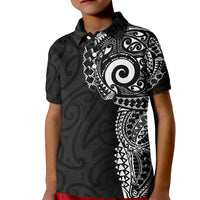 New Zealand Maori Koru Art Traditional Tattoo Kid Polo Shirt Simple Style LT03 Kid Black - Polynesian Pride