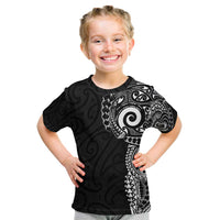 New Zealand Maori Koru Art Traditional Tattoo Kid T Shirt Simple Style LT03 Black - Polynesian Pride