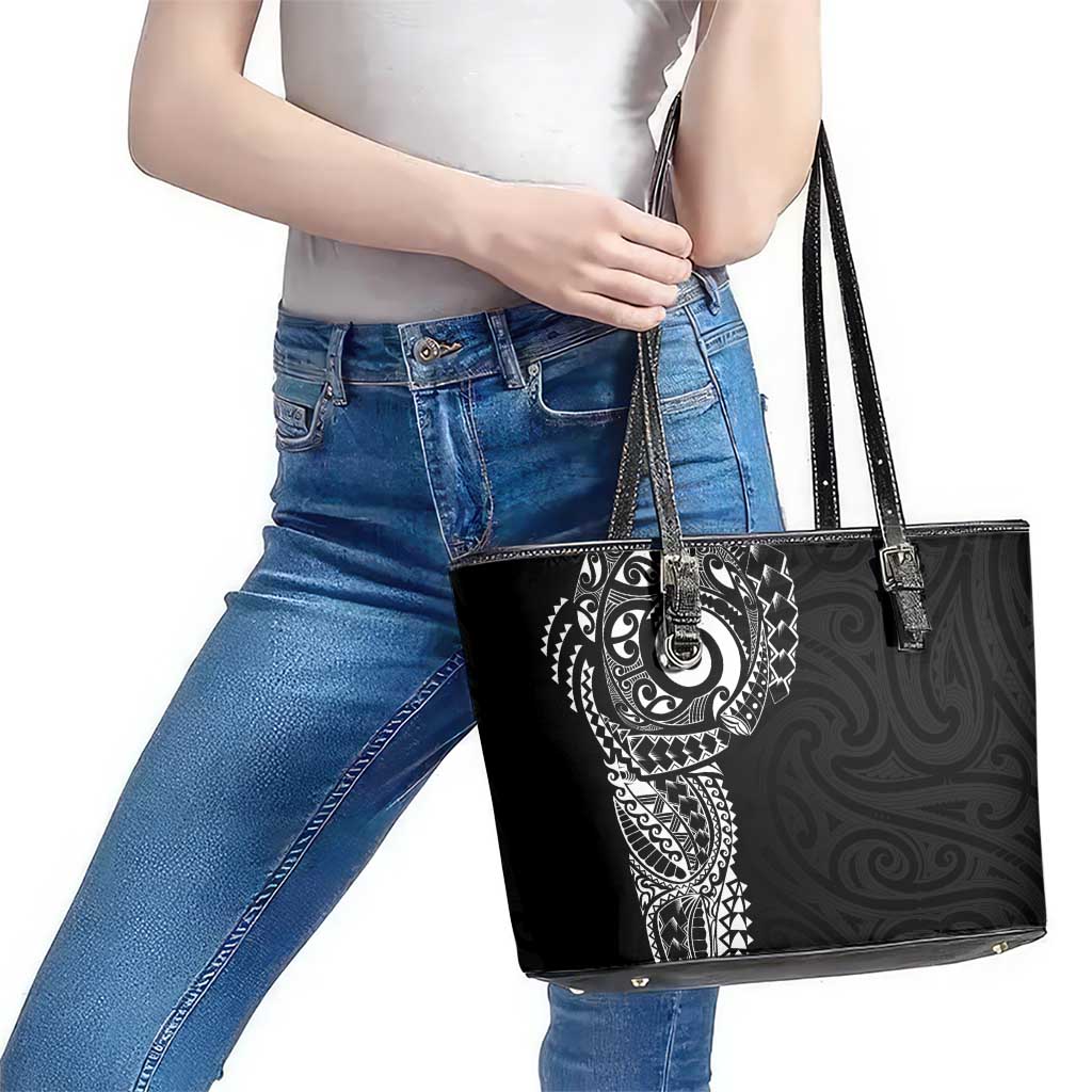New Zealand Maori Koru Art Traditional Tattoo Leather Tote Bag Simple Style LT03 - Polynesian Pride