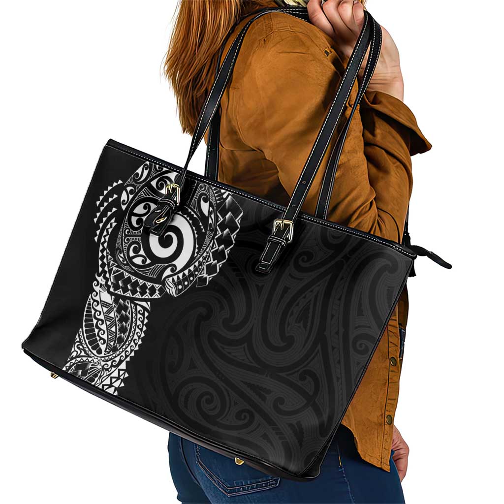New Zealand Maori Koru Art Traditional Tattoo Leather Tote Bag Simple Style LT03 - Polynesian Pride