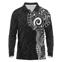 New Zealand Maori Koru Art Traditional Tattoo Long Sleeve Polo Shirt Simple Style