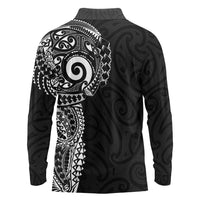 New Zealand Maori Koru Art Traditional Tattoo Long Sleeve Polo Shirt Simple Style