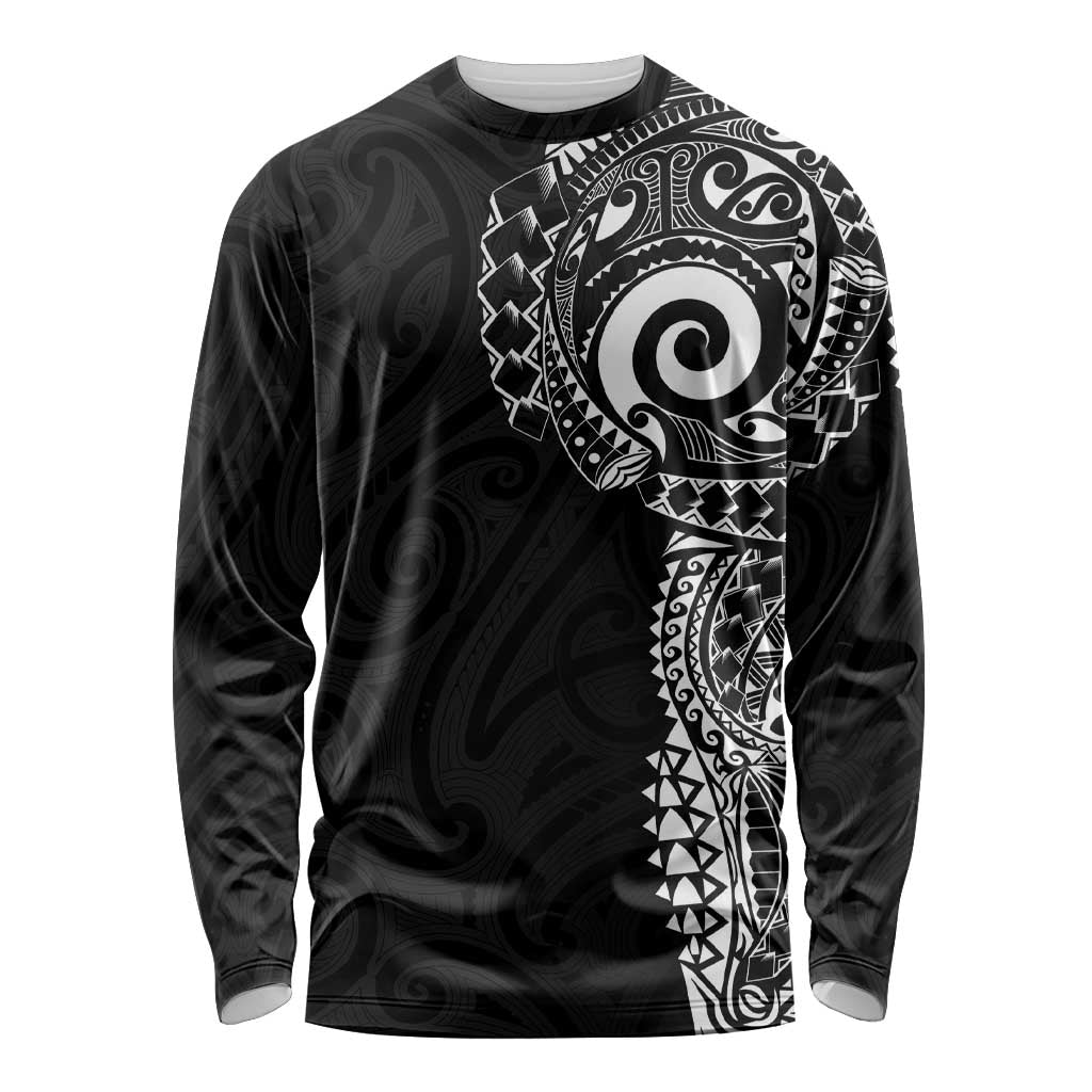New Zealand Maori Koru Art Traditional Tattoo Long Sleeve Shirt Simple Style LT03 Unisex Black - Polynesian Pride