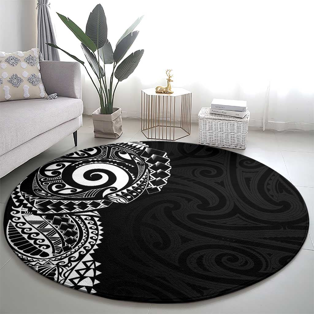 New Zealand Maori Koru Art Traditional Tattoo Round Carpet Simple Style