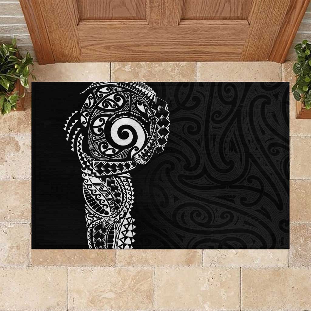 New Zealand Maori Koru Art Traditional Tattoo Rubber Doormat Simple Style LT03 Black - Polynesian Pride