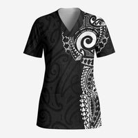 New Zealand Maori Koru Art Traditional Tattoo Scrub Top Simple Style - Polynesian Pride
