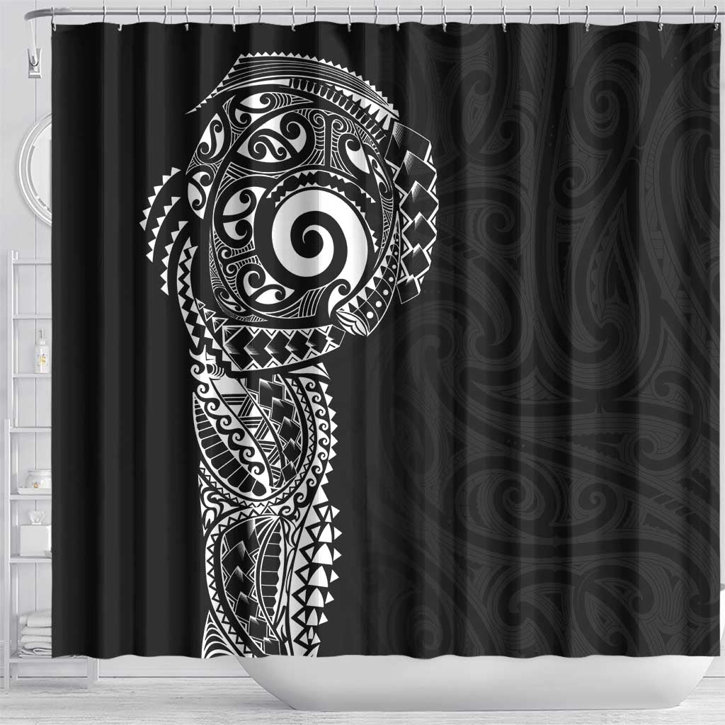 New Zealand Maori Koru Art Traditional Tattoo Shower Curtain Simple Style