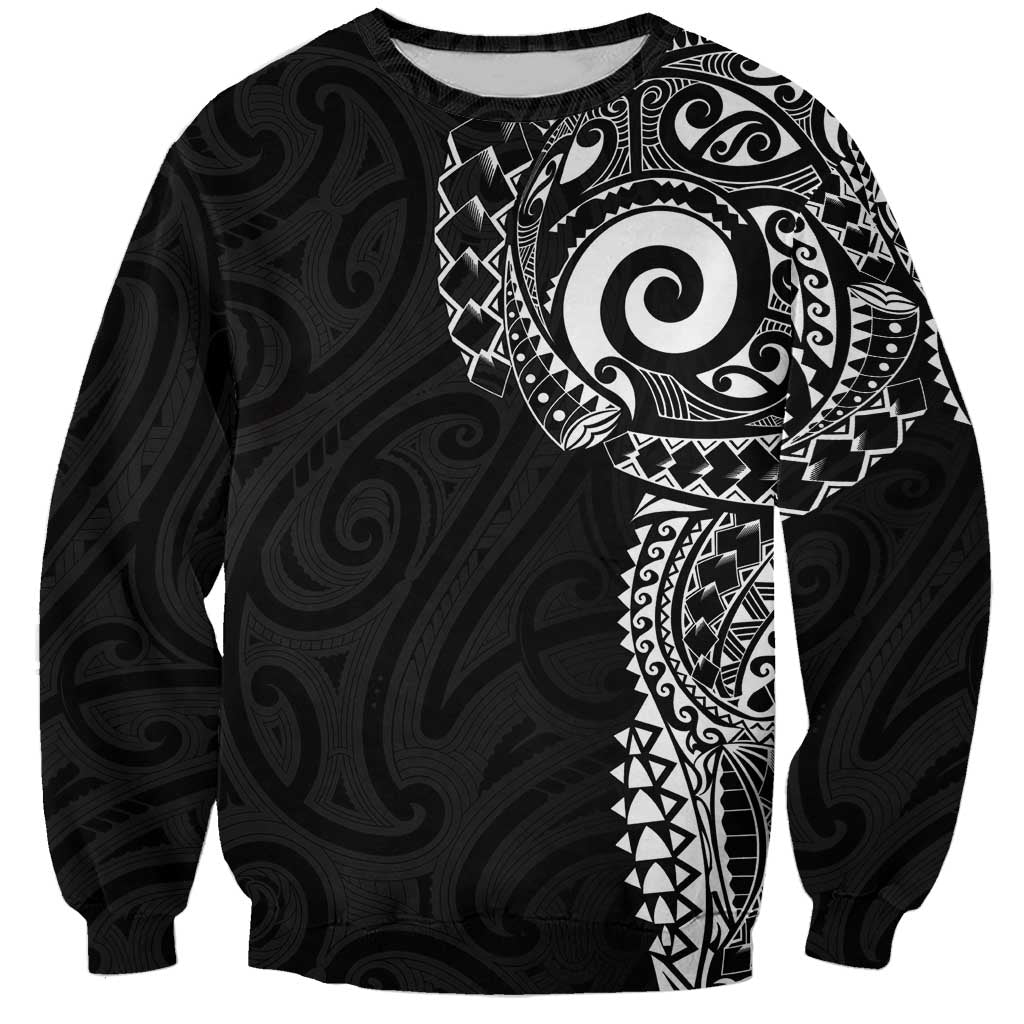 New Zealand Maori Koru Art Traditional Tattoo Sweatshirt Simple Style LT03 Unisex Black - Polynesian Pride