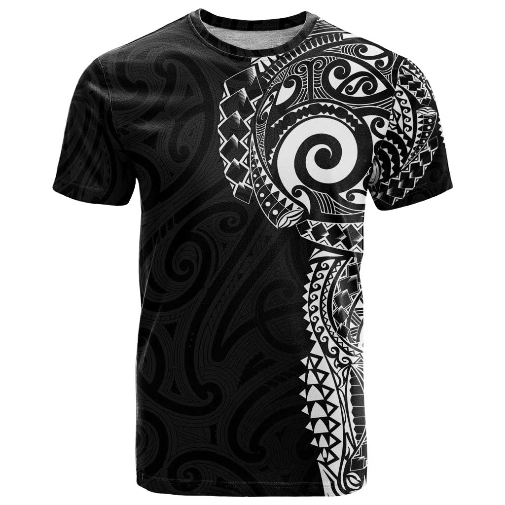 New Zealand Maori Koru Art Traditional Tattoo T Shirt Simple Style LT03 Black - Polynesian Pride