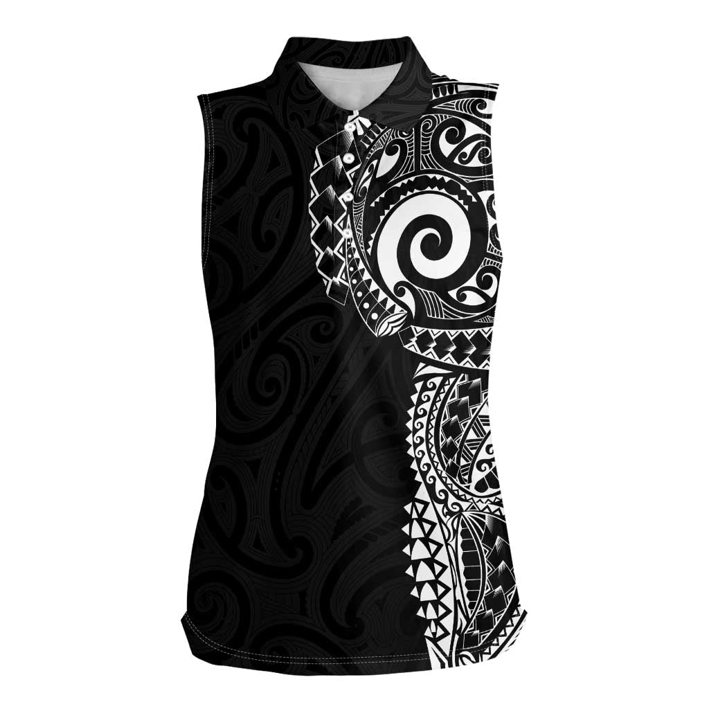 New Zealand Maori Koru Art Traditional Tattoo Women Sleeveless Polo Shirt Simple Style