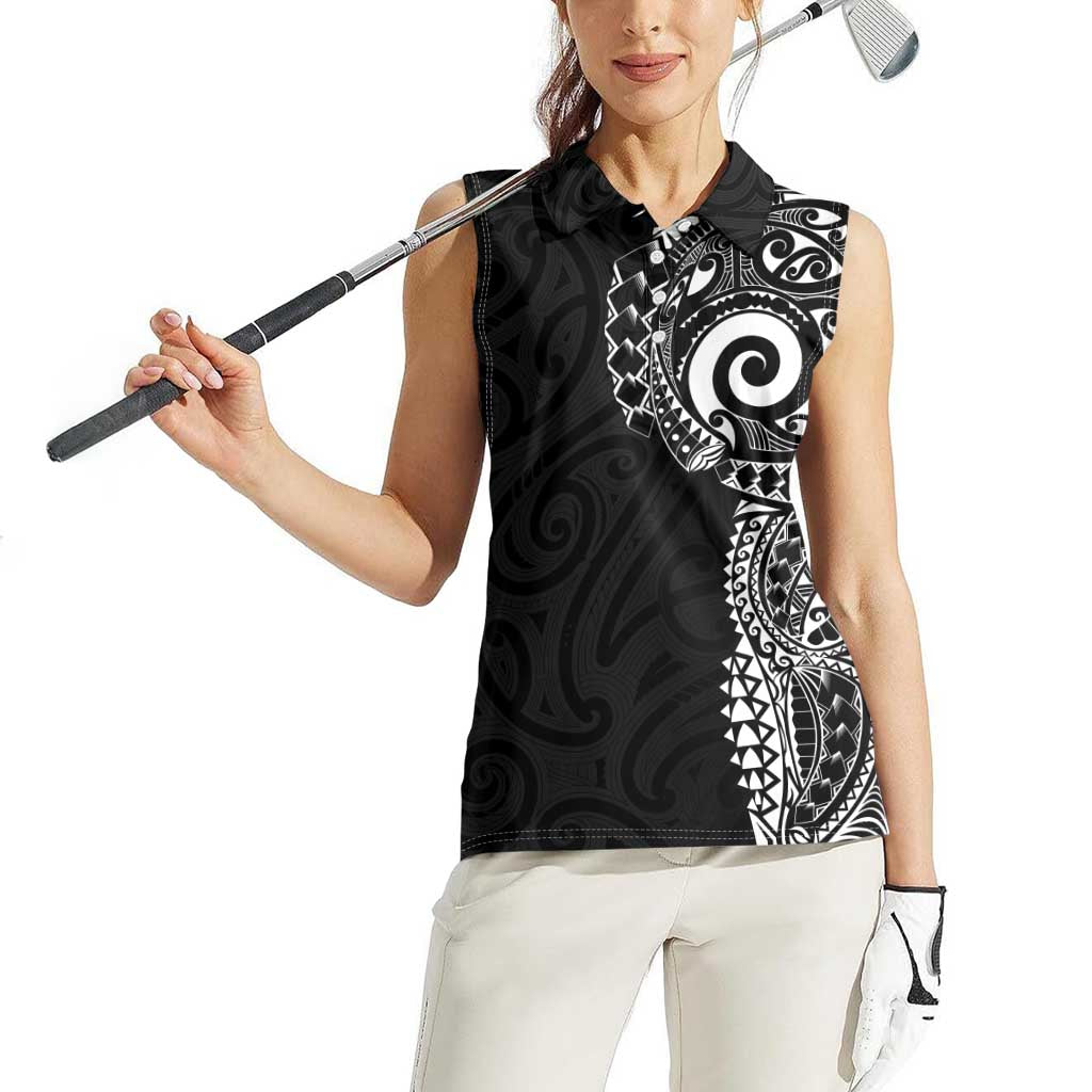 New Zealand Maori Koru Art Traditional Tattoo Women Sleeveless Polo Shirt Simple Style
