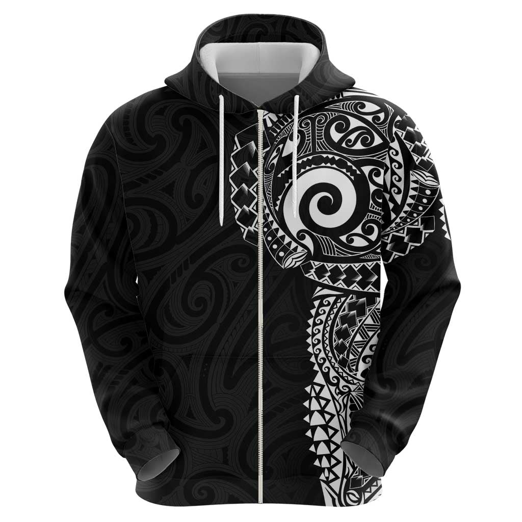New Zealand Maori Koru Art Traditional Tattoo Zip Hoodie Simple Style