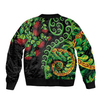 New Zealand Koru Plants and Pohutukawa Bomber Jacket Maori Tattoo Pattern LT03 - Polynesian Pride