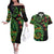New Zealand Koru Plants and Pohutukawa Couples Matching Off The Shoulder Long Sleeve Dress and Hawaiian Shirt Maori Tattoo Pattern