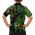 New Zealand Koru Plants and Pohutukawa Family Matching Off The Shoulder Long Sleeve Dress and Hawaiian Shirt Maori Tattoo Pattern