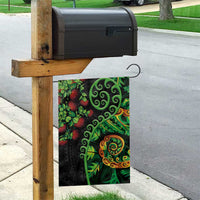 New Zealand Koru Plants and Pohutukawa Garden Flag Maori Tattoo Pattern