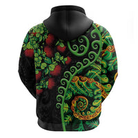 New Zealand Koru Plants and Pohutukawa Hoodie Maori Tattoo Pattern