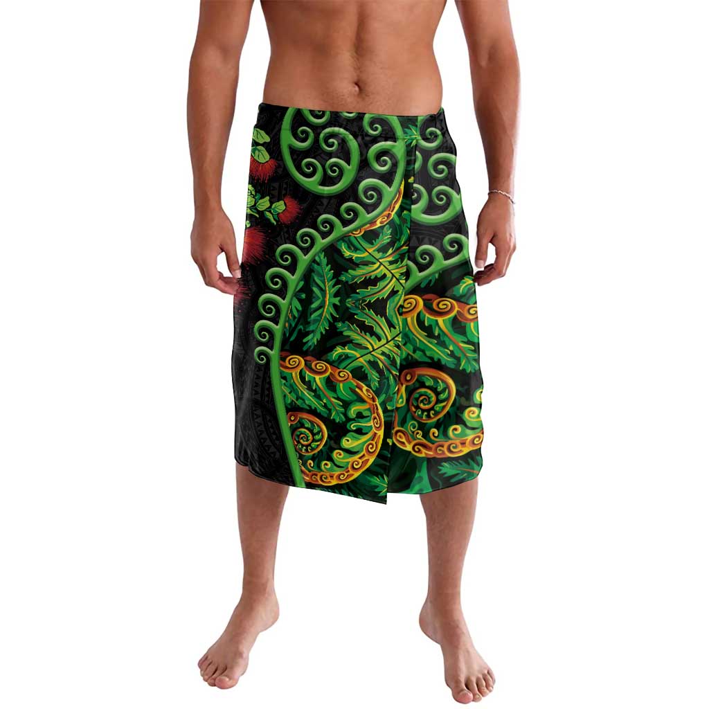 New Zealand Koru Plants and Pohutukawa Lavalava Maori Tattoo Pattern