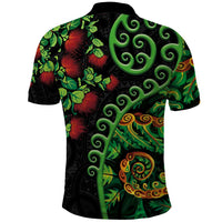 New Zealand Koru Plants and Pohutukawa Polo Shirt Maori Tattoo Pattern