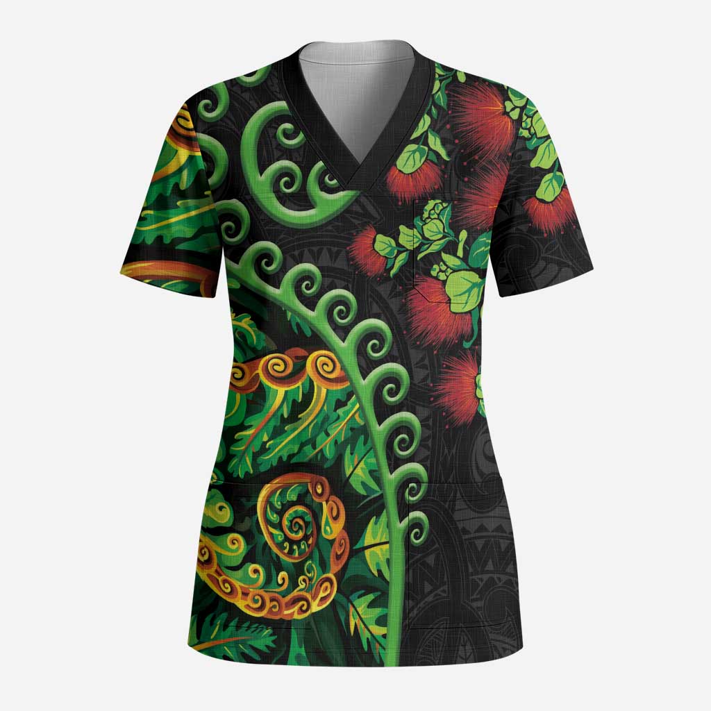 New Zealand Koru Plants and Pohutukawa Scrub Top Maori Tattoo Pattern - Polynesian Pride