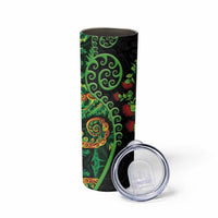 New Zealand Koru Plants and Pohutukawa Skinny Tumbler Maori Tattoo Pattern LT03 - Polynesian Pride