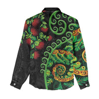 New Zealand Koru Plants and Pohutukawa Women Casual Shirt Maori Tattoo Pattern LT03 - Polynesian Pride