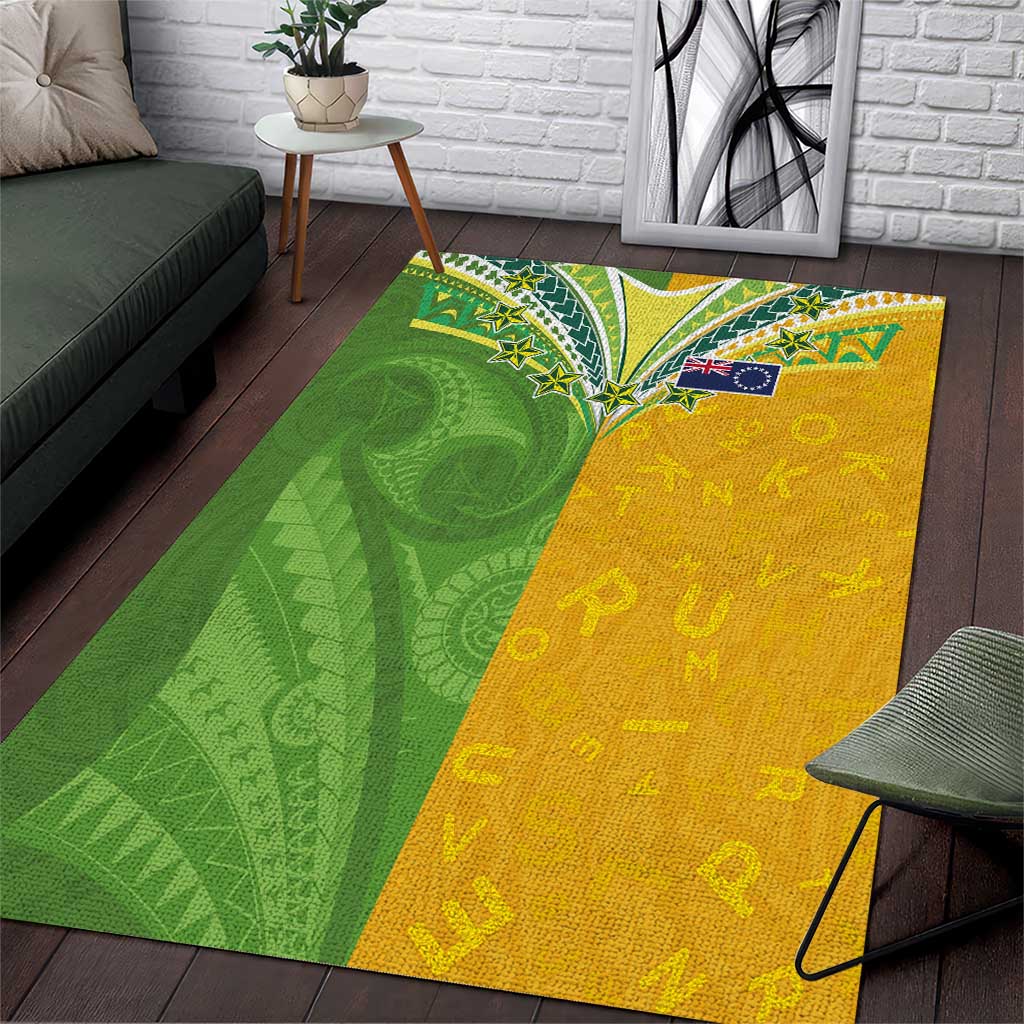 Cook Islands Language Week Area Rug Tatau Pattern and Rarotongan Alphabet - Polynesian Pride