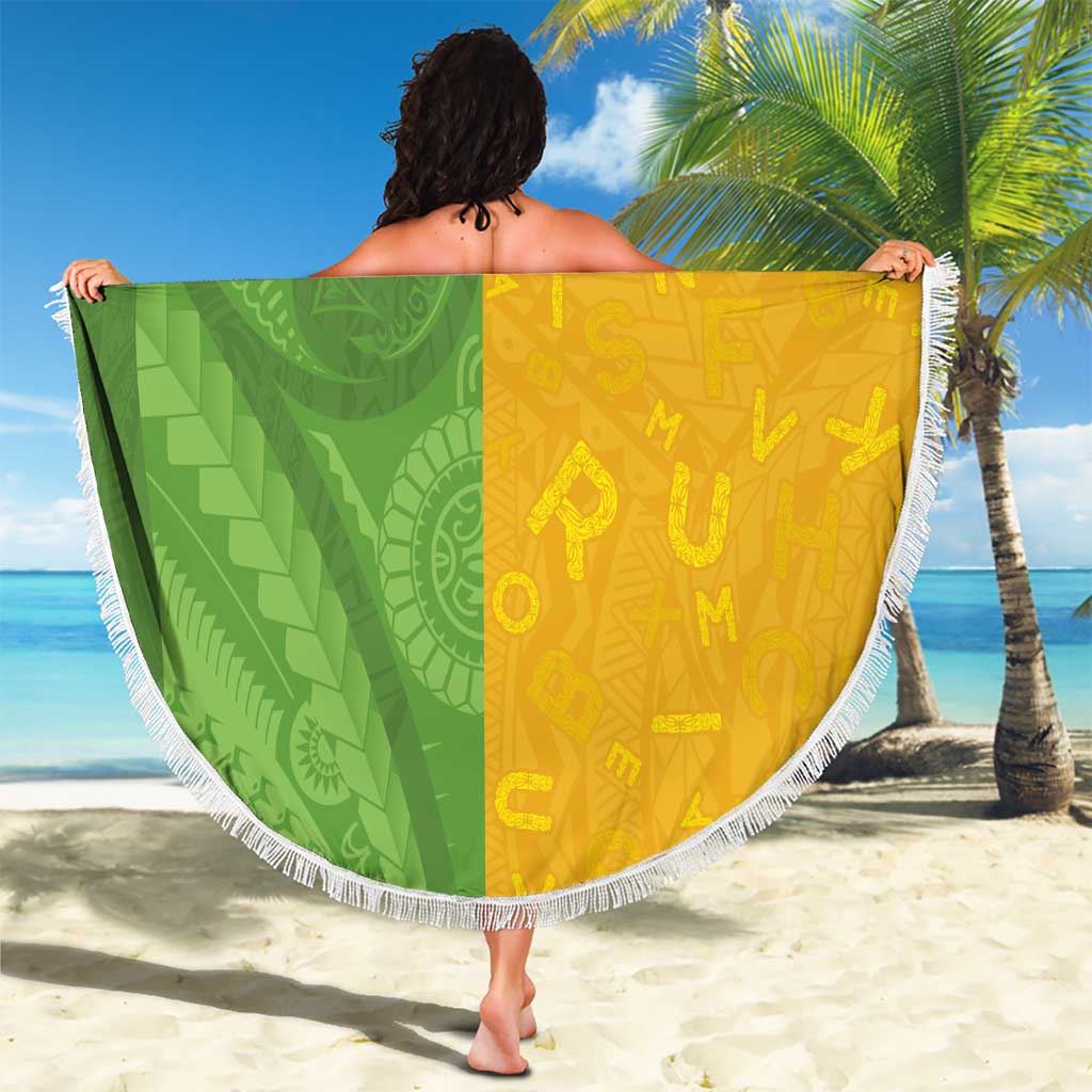 Cook Islands Language Week Beach Blanket Tatau Pattern and Rarotongan Alphabet - Polynesian Pride