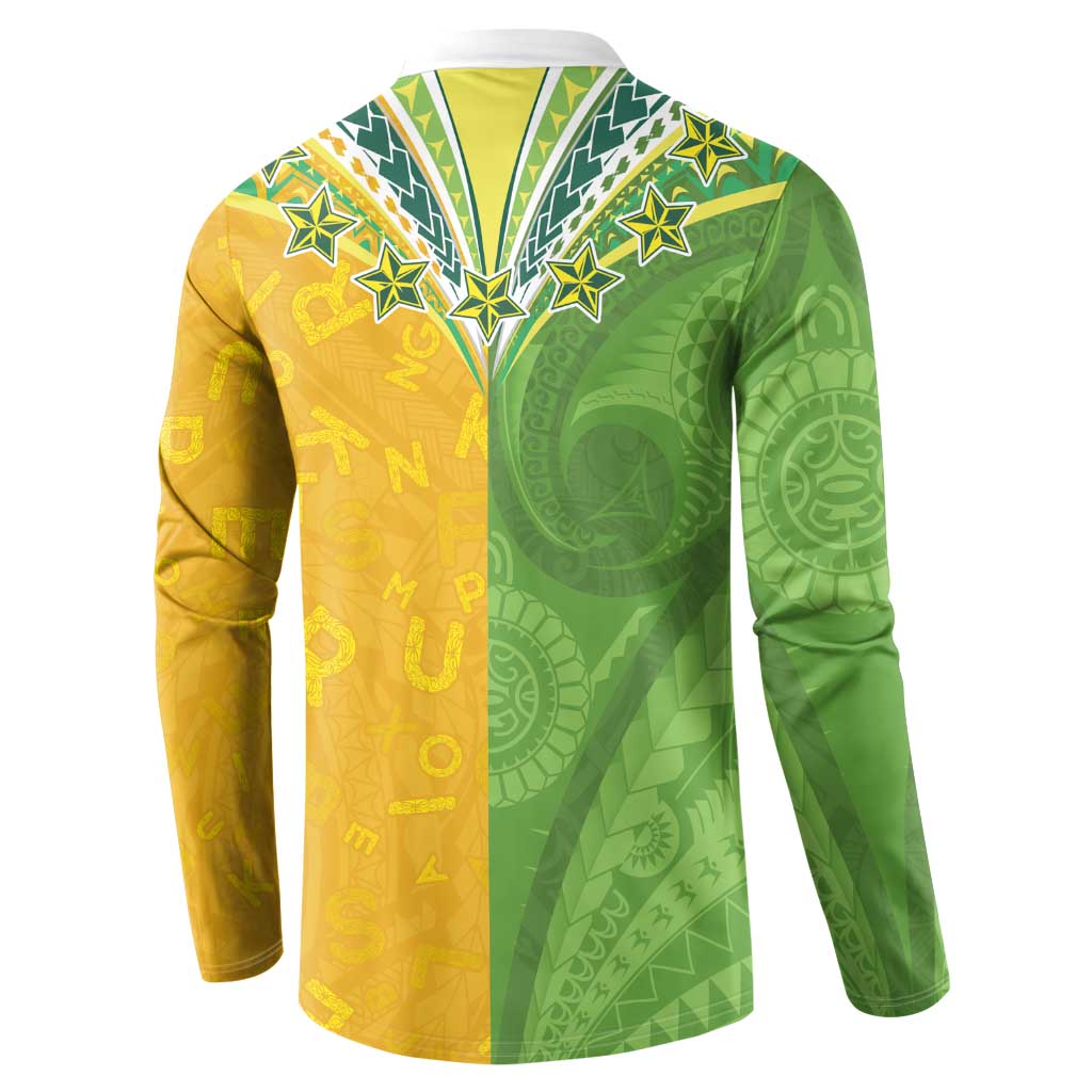 Cook Islands Language Week Button Sweatshirt Tatau Pattern and Rarotongan Alphabet - Polynesian Pride