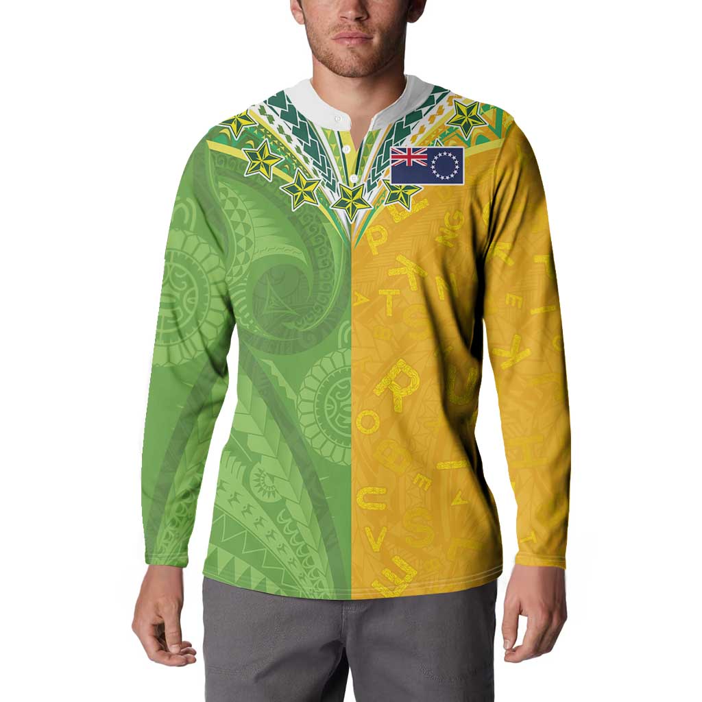 Cook Islands Language Week Button Sweatshirt Tatau Pattern and Rarotongan Alphabet - Polynesian Pride