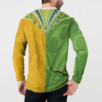 Cook Islands Language Week Button Sweatshirt Tatau Pattern and Rarotongan Alphabet - Polynesian Pride