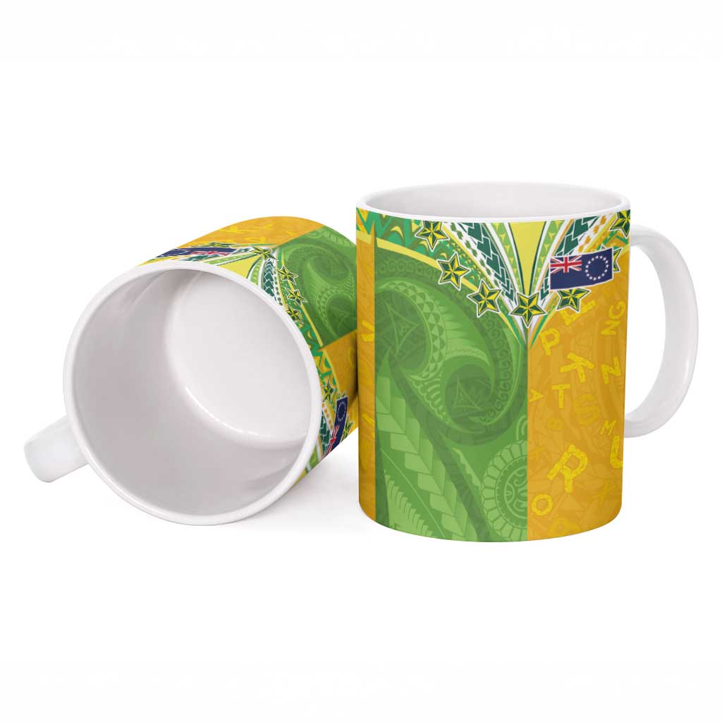 Cook Islands Language Week Ceramic Mug Tatau Pattern and Rarotongan Alphabet - Polynesian Pride