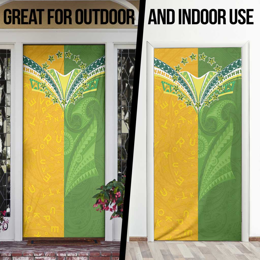 Cook Islands Language Week Door Cover Tatau Pattern and Rarotongan Alphabet - Polynesian Pride