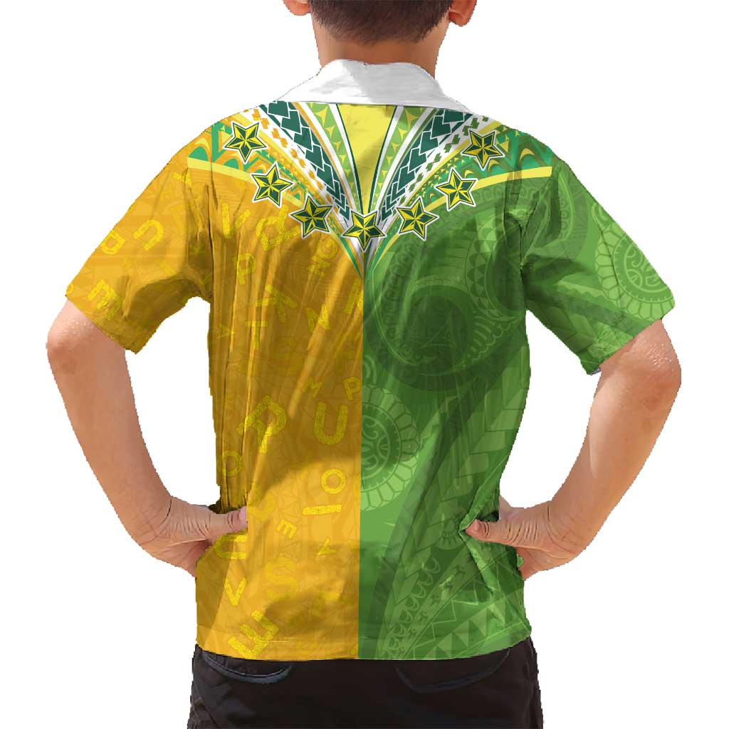 Cook Islands Language Week Family Matching Off Shoulder Maxi Dress and Hawaiian Shirt Tatau Pattern and Rarotongan Alphabet - Polynesian Pride