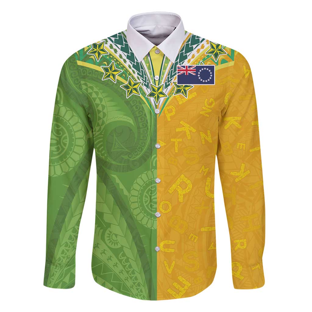 Cook Islands Language Week Family Matching Off Shoulder Short Dress and Hawaiian Shirt Tatau Pattern and Rarotongan Alphabet - Polynesian Pride