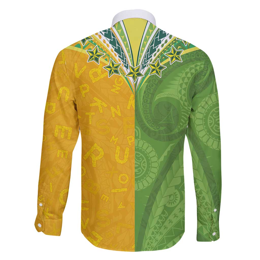 Cook Islands Language Week Family Matching Off Shoulder Short Dress and Hawaiian Shirt Tatau Pattern and Rarotongan Alphabet - Polynesian Pride