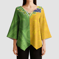 Cook Islands Language Week Kimono Sleeve Blouse Tatau Pattern and Rarotongan Alphabet - Polynesian Pride