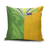 Cook Islands Language Week Pillow Cover Tatau Pattern and Rarotongan Alphabet LT03 Green - Polynesian Pride