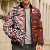 Tonga Language Week Bomber Puffer Jacket Ngatu Pattern and Tongan Alphabet - Polynesian Pride