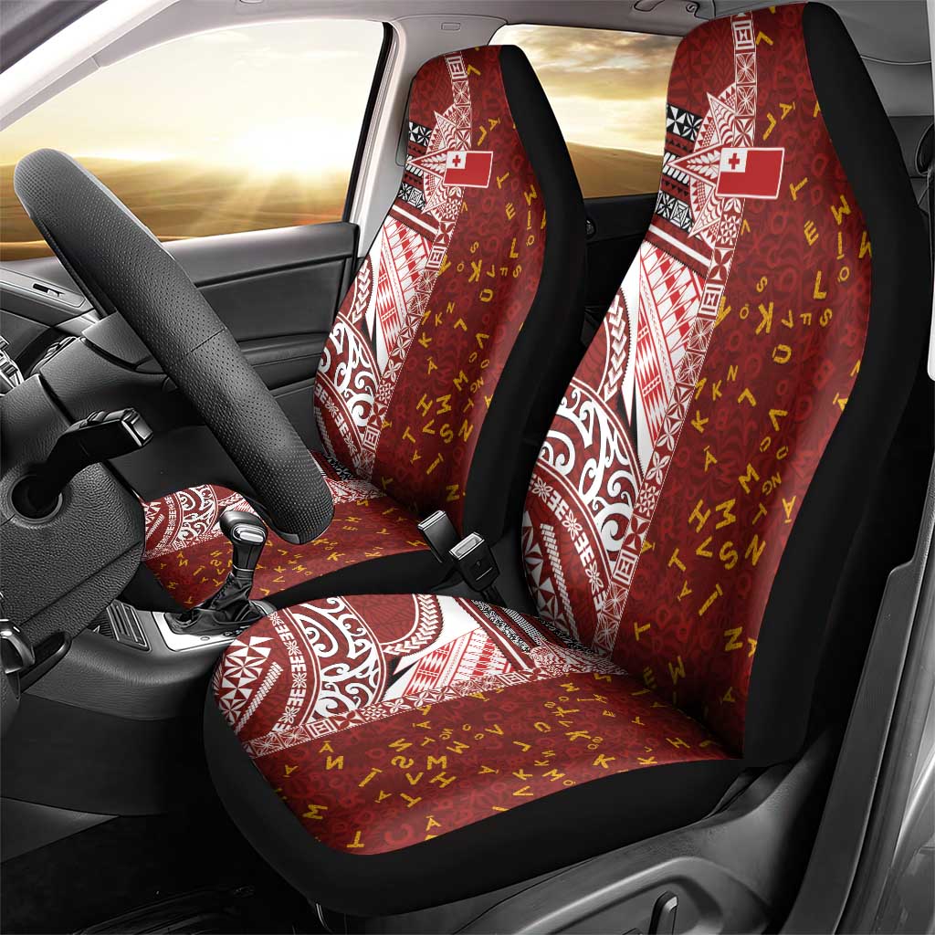 Tonga Language Week Car Seat Cover Ngatu Pattern and Tongan Alphabet LT03 - Polynesian Pride