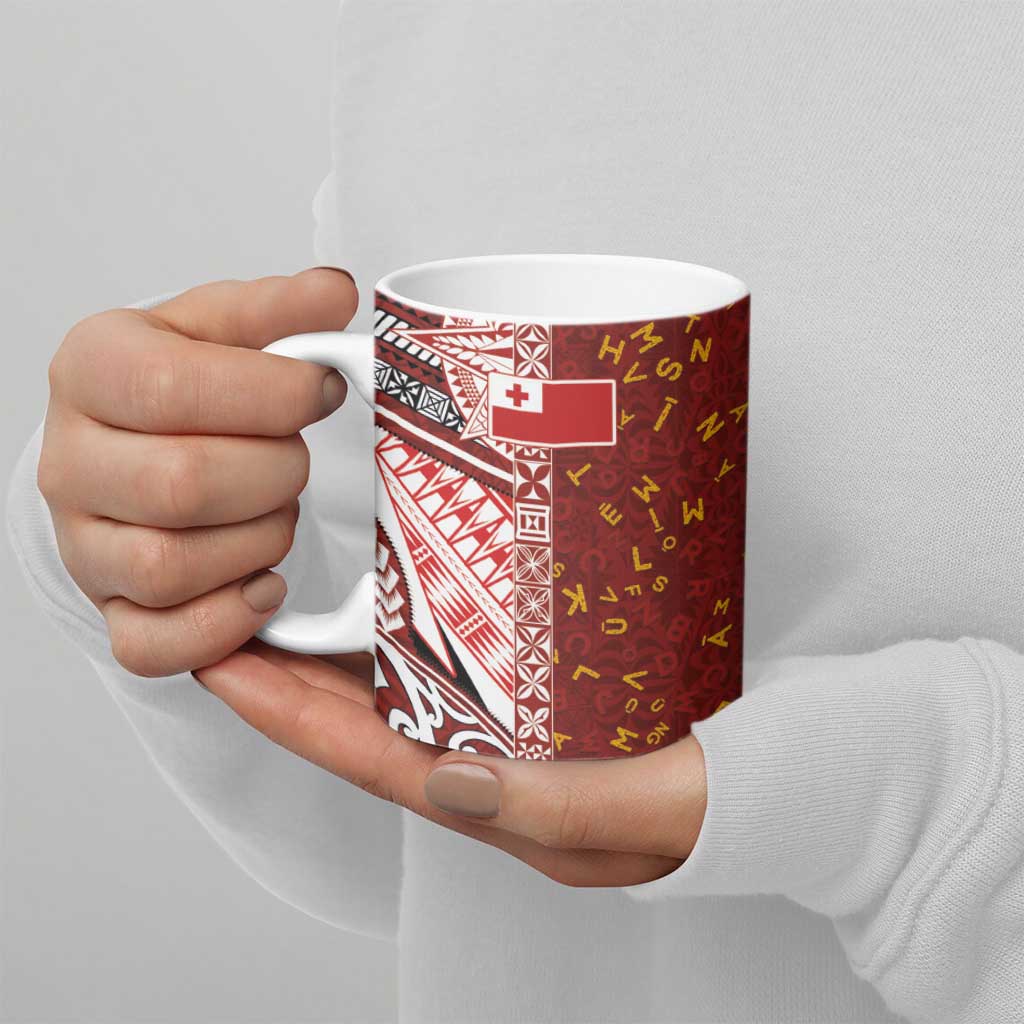 Tonga Language Week Ceramic Mug Ngatu Pattern and Tongan Alphabet - Polynesian Pride