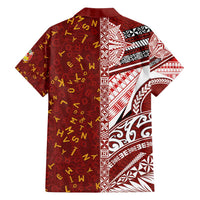 Tonga Language Week Family Matching Off Shoulder Maxi Dress and Hawaiian Shirt Ngatu Pattern and Tongan Alphabet - Polynesian Pride