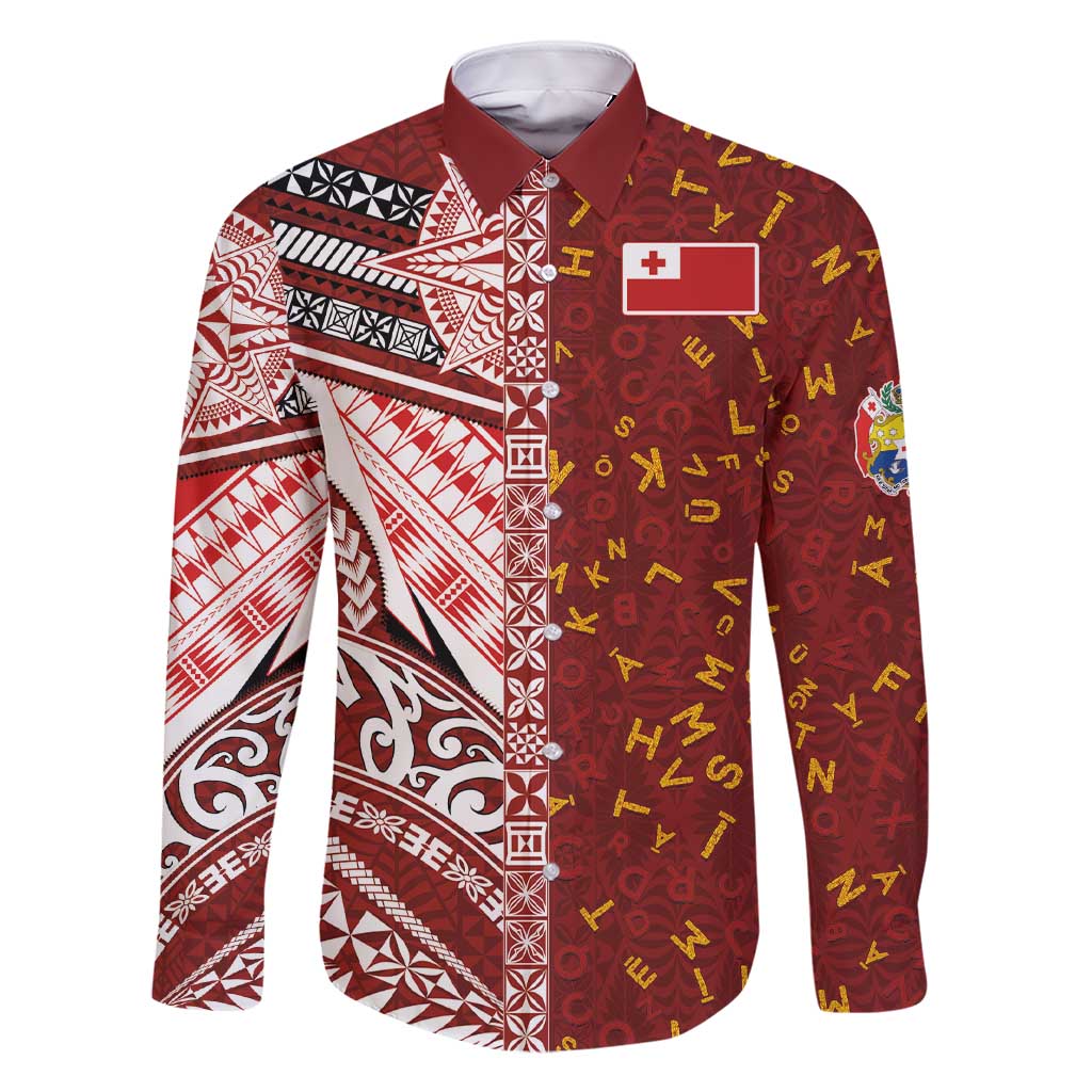 Tonga Language Week Family Matching Short Sleeve Bodycon Dress and Hawaiian Shirt Ngatu Pattern and Tongan Alphabet - Polynesian Pride