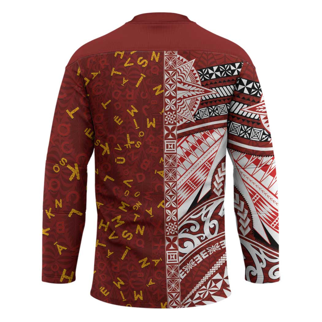 Tonga Language Week Hockey Jersey Ngatu Pattern and Tongan Alphabet - Polynesian Pride