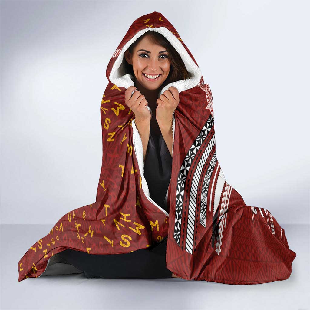 Tonga Language Week Hooded Blanket Ngatu Pattern and Tongan Alphabet - Polynesian Pride