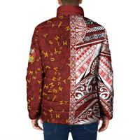 Tonga Language Week Padded Jacket Ngatu Pattern and Tongan Alphabet - Polynesian Pride