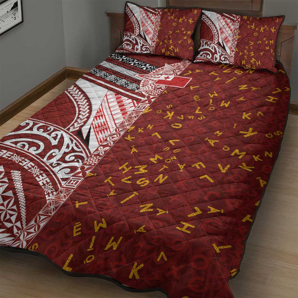 Tonga Language Week Quilt Bed Set Ngatu Pattern and Tongan Alphabet LT03 - Polynesian Pride