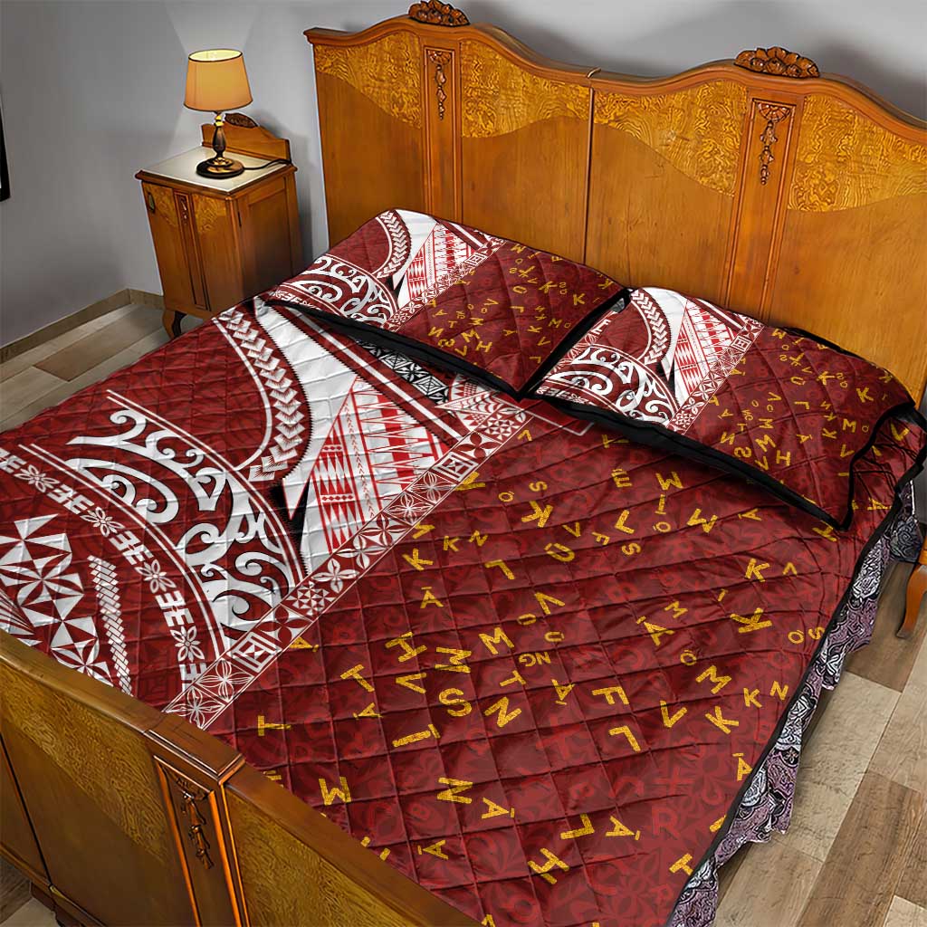 Tonga Language Week Quilt Bed Set Ngatu Pattern and Tongan Alphabet LT03 - Polynesian Pride