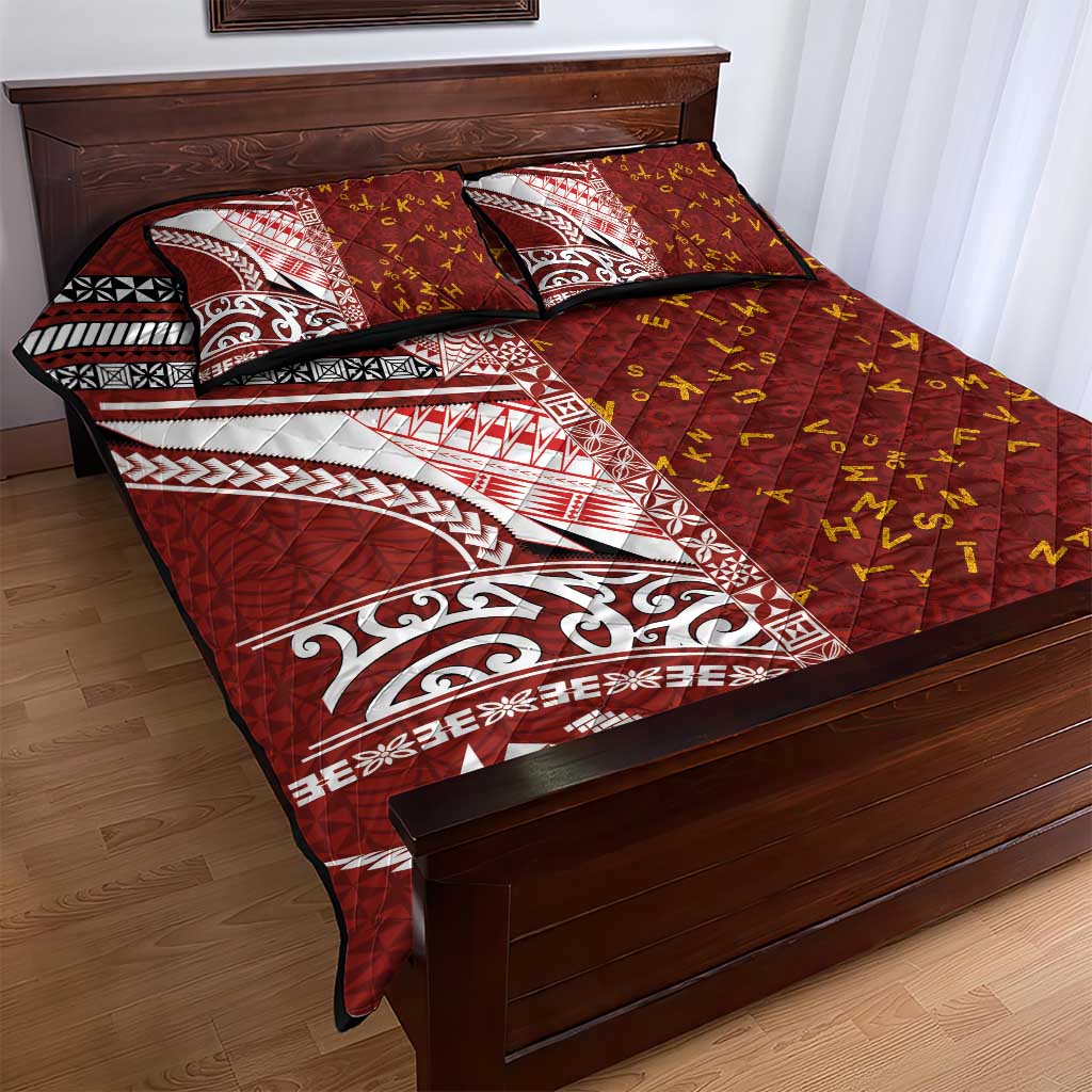 Tonga Language Week Quilt Bed Set Ngatu Pattern and Tongan Alphabet LT03 - Polynesian Pride