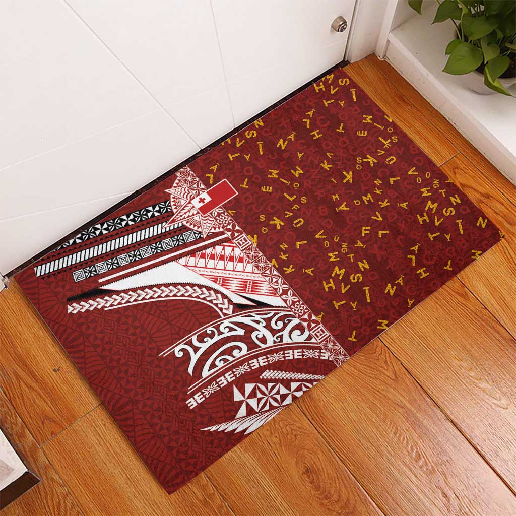 Tonga Language Week Rubber Doormat Ngatu Pattern and Tongan Alphabet - Polynesian Pride